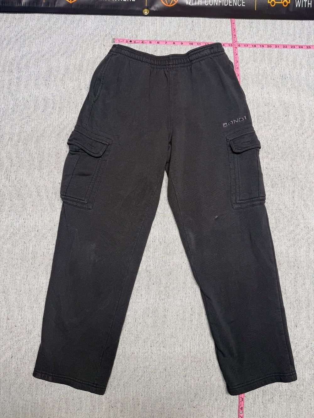 AND1 Black Baggy Cargo Sweatpants Men's Medium 29 Inseam